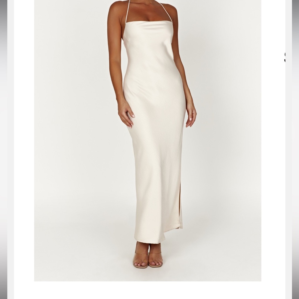 Satin Slip Dress in White
